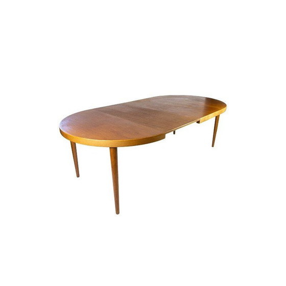 Image 1 of Vintage lichthouten tafel met twee verlengstukken van Omann Junior, 1960