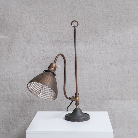 Image 1 of Antieke verstelbare Mercurius Reflector Glazen Tafellamp