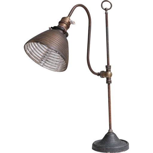 Antieke verstelbare Mercurius Reflector Glazen Tafellamp