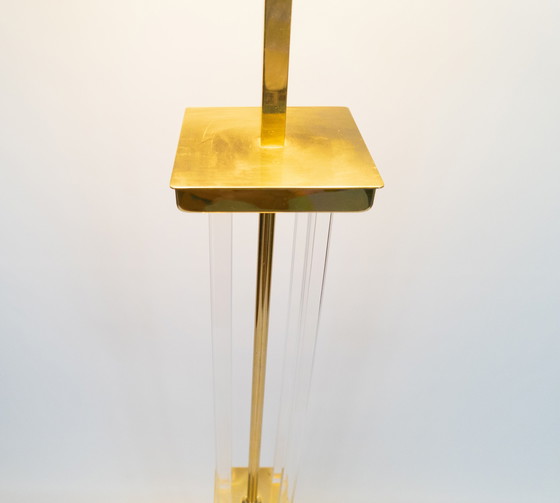 Image 1 of Lucite vloerlamp messing en plexiglas