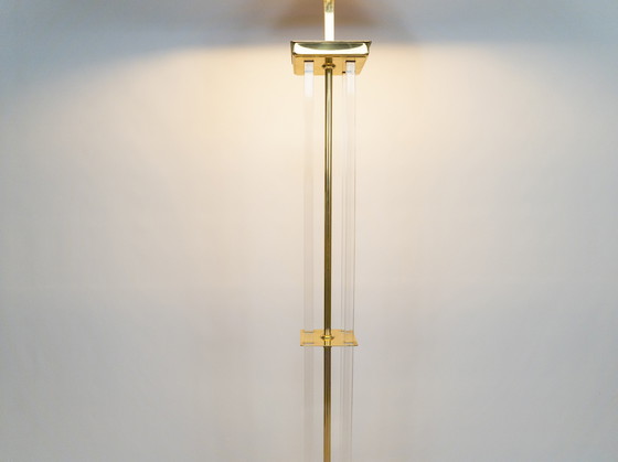 Image 1 of Lucite vloerlamp messing en plexiglas