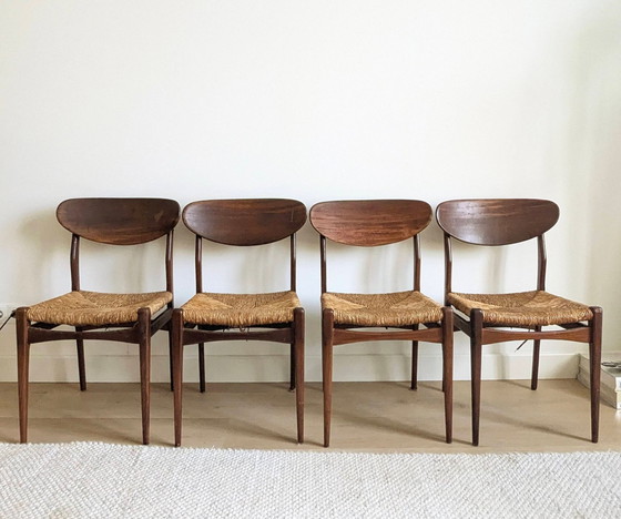 Image 1 of 4X Vintage Pitriet Teak Eetkamerstoelen