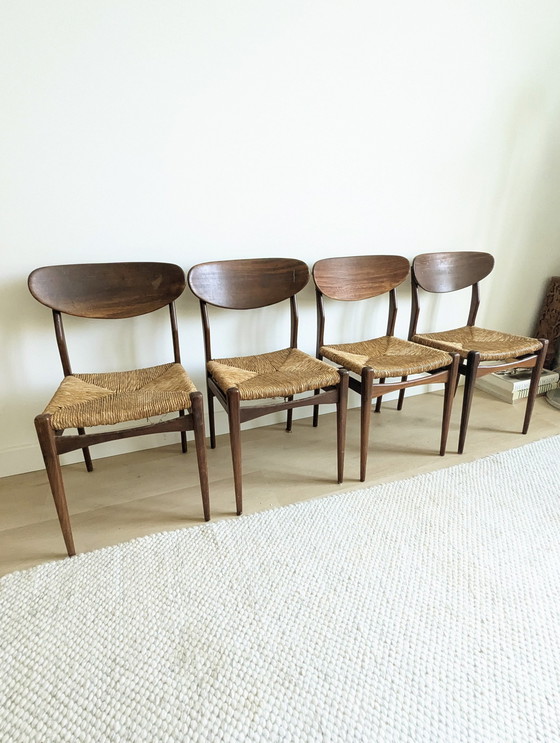 Image 1 of 4X Vintage Pitriet Teak Eetkamerstoelen