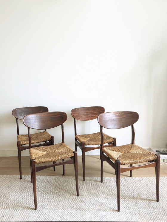 Image 1 of 4X Vintage Pitriet Teak Eetkamerstoelen