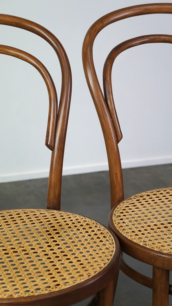 Image 1 of 2 x Vintage lichtbruine bentwood Thonet design bistro stoel