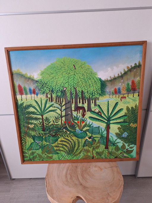 Vintage Kunstwerk Met Jungle Vibes