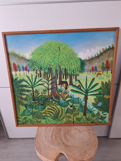 Vintage Kunstwerk Met Jungle Vibes