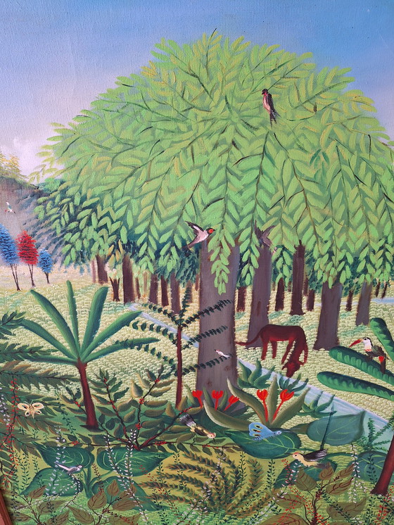 Image 1 of Vintage Kunstwerk Met Jungle Vibes