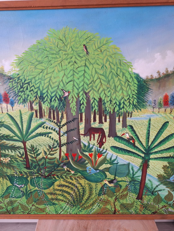 Image 1 of Vintage Kunstwerk Met Jungle Vibes