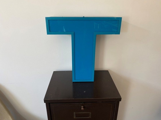 Image 1 of Letter T Bord Aluminium Alu En Plexiglas Plexi Vintage 1970