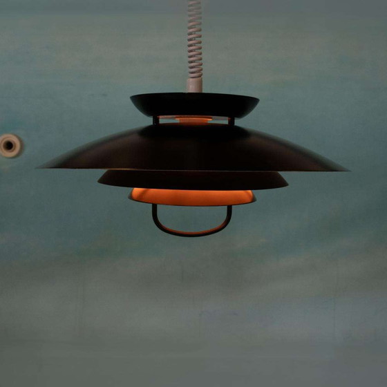 Image 1 of Vintage 60s hanglamp zwart, Scandinavische schalenlamp