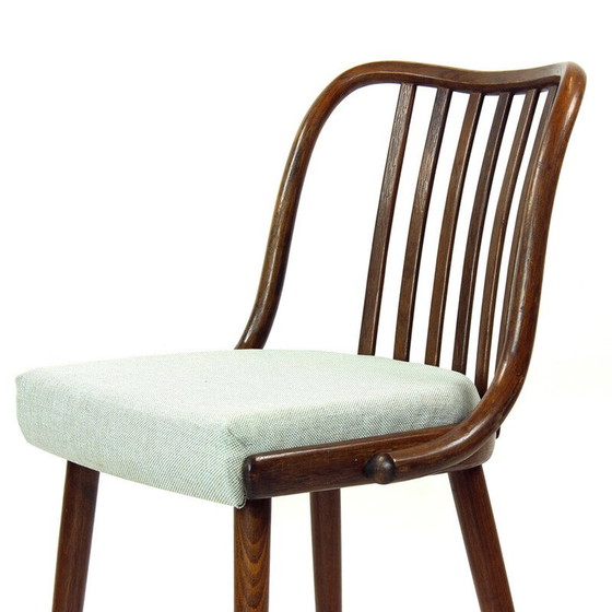Image 1 of Set van 4 vintage gebogen donker eiken eetkamerstoelen voor Jitona, Tsjecho-Slowakije 1960