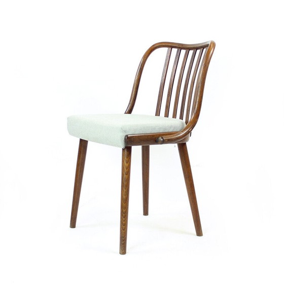 Image 1 of Set van 4 vintage gebogen donker eiken eetkamerstoelen voor Jitona, Tsjecho-Slowakije 1960