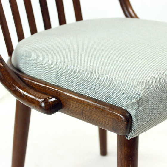 Image 1 of Set van 4 vintage gebogen donker eiken eetkamerstoelen voor Jitona, Tsjecho-Slowakije 1960