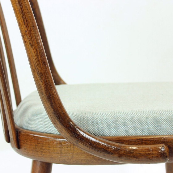 Image 1 of Set van 4 vintage gebogen donker eiken eetkamerstoelen voor Jitona, Tsjecho-Slowakije 1960