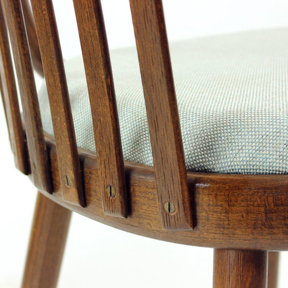 Image 1 of Set van 4 vintage gebogen donker eiken eetkamerstoelen voor Jitona, Tsjecho-Slowakije 1960
