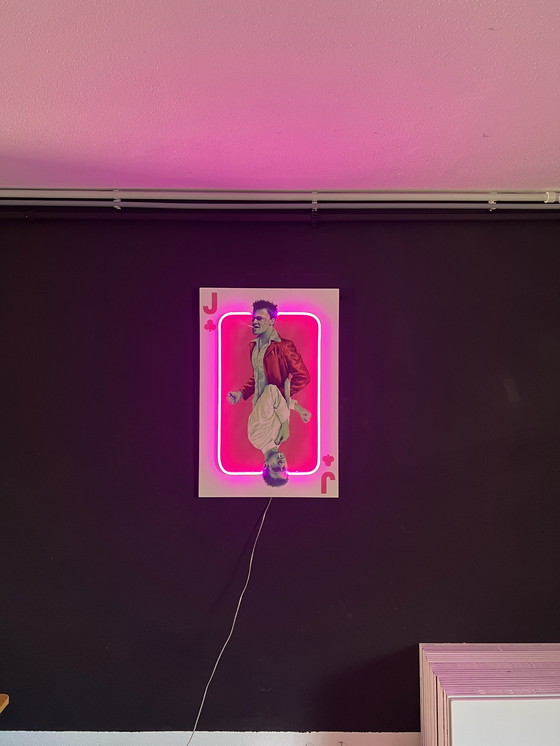 Image 1 of LedMansion Figh Club Roze pop-art Kunst aan de muur led-lamp