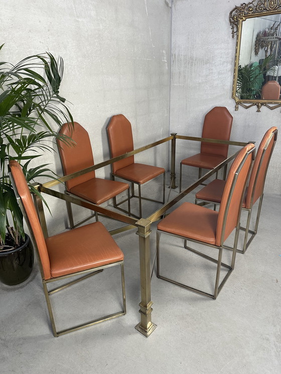 Image 1 of Vintage Design Regency Eettafel + 6 Stoelen - Belgochrom