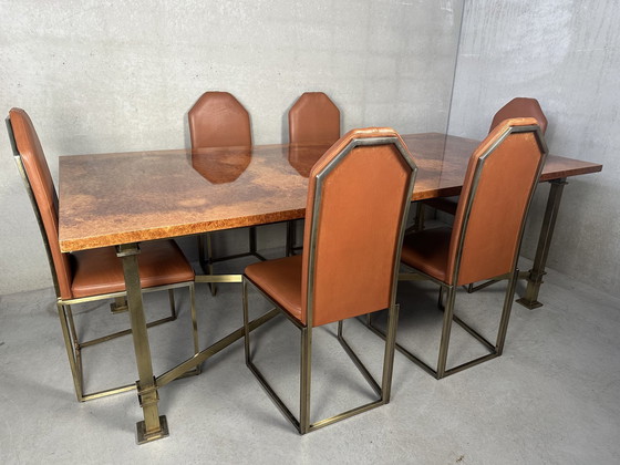 Image 1 of Vintage Design Regency Eettafel + 6 Stoelen - Belgochrom