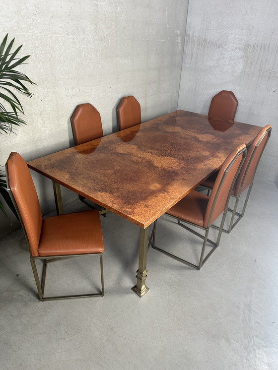 Image 1 of Vintage Design Regency Eettafel + 6 Stoelen - Belgochrom