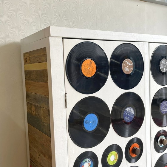 Image 1 of Handmade Sloophout & Vinyl Platen Kast Opbergkast Lp`S