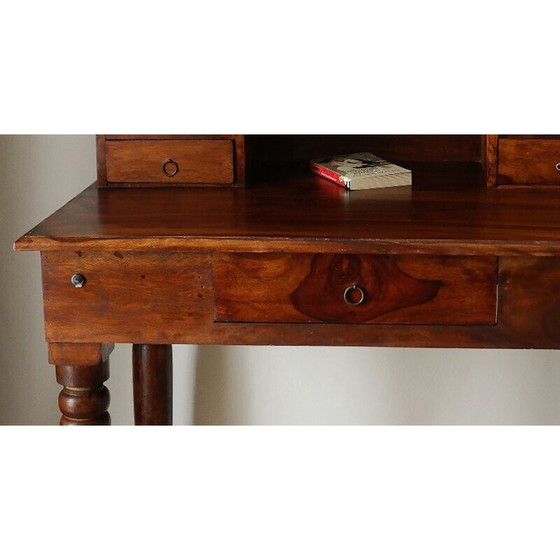 Image 1 of Vintage gelaagd bureau in oud massief notenhout