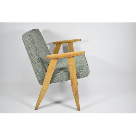 Image 1 of Vintage klassieke fauteuil groene stof, eikenhout 1960