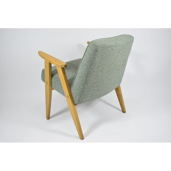 Image 1 of Vintage klassieke fauteuil groene stof, eikenhout 1960