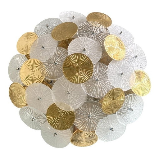 Eigentijdse Waterlelie messing en Murano glas Sputnik Flush Mount