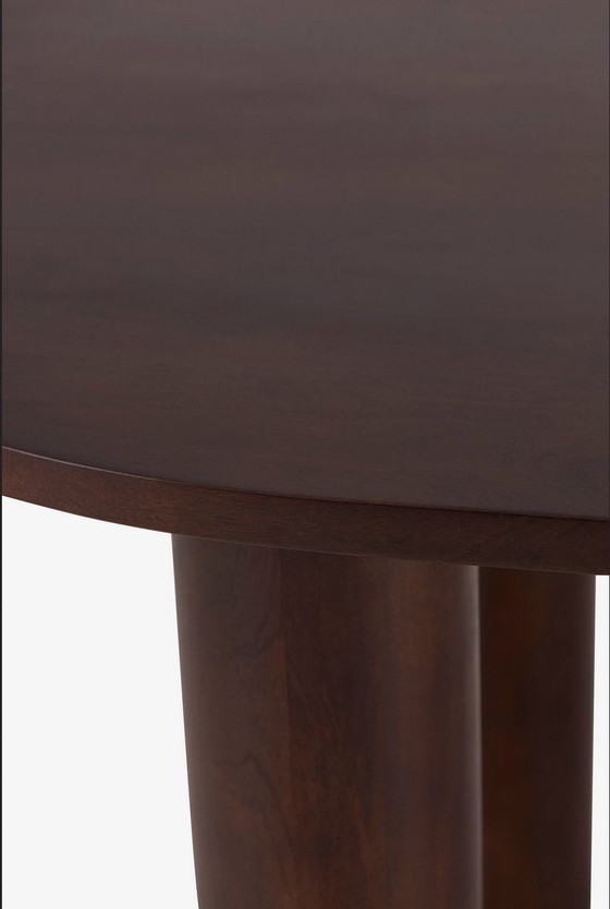 Image 1 of Gebogen Bruine Houten Tafel Voor 6 Stoelen