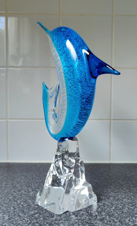 Image 1 of Murano Glas Sculptuur Oscar Zanetti Dolfijn