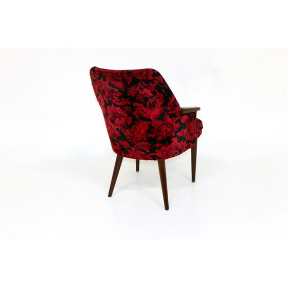 Image 1 of Vintage fauteuil met gebloemde stoffen zitting Zweden 1950