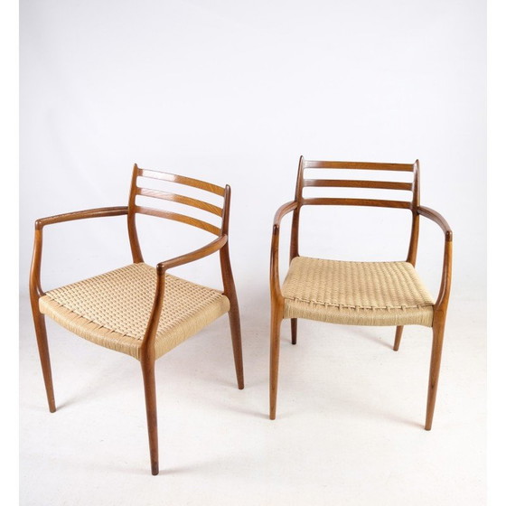 Image 1 of Paar vintage teakhouten fauteuils van N.O. Møller voor J.L. Møllers Møbelfabrik, jaren 1962