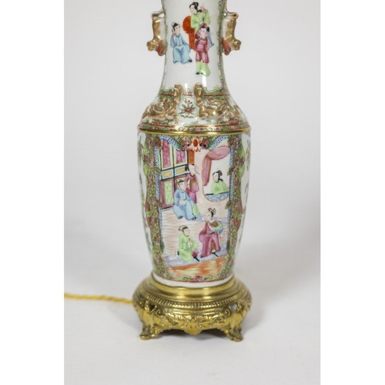 Image 1 of Paar vintage Canton porseleinen en bronzen lampen, 1880