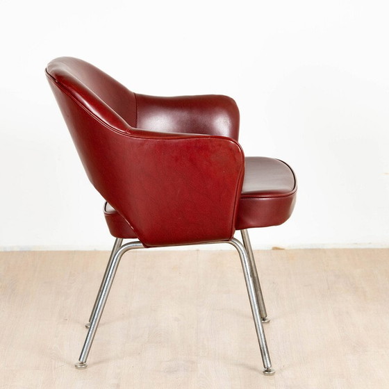 Image 1 of Vintage "Conference" fauteuil in hout en chroomstaal van Eero Saarinen voor Knoll international, 1957