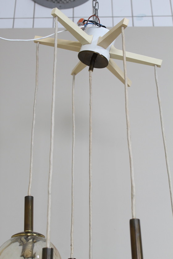 Image 1 of Vintage Gouden Cascadelamp, Hanglamp Met Bollen - Jaren '70