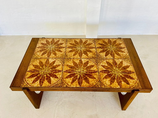 Vintage Deense Mid Century Teak & Keramiek Salontafel 1960S