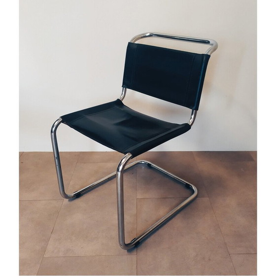 Image 1 of Paar vintage zwartleren stoelen van Marcel Breuer voor Gavina, 1960