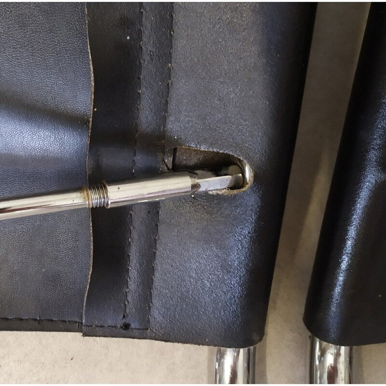 Image 1 of Paar vintage zwartleren stoelen van Marcel Breuer voor Gavina, 1960