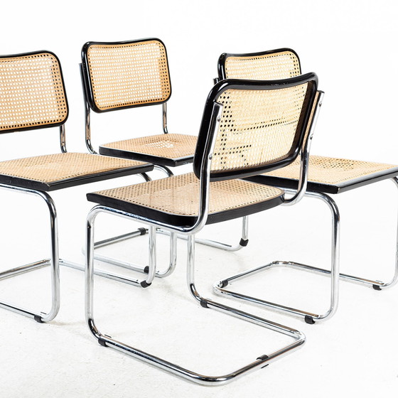 Image 1 of 4 Bauhaus Stoelen Type B32 Zwart Structuur 1960 Italië