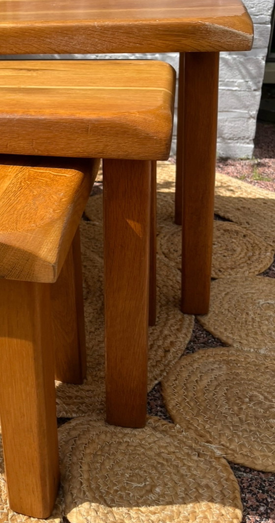 Image 1 of Brutalist licht eiken nesting tables 