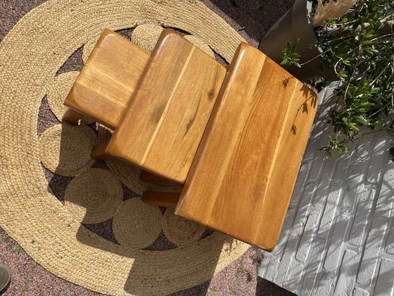 Image 1 of Brutalist licht eiken nesting tables 