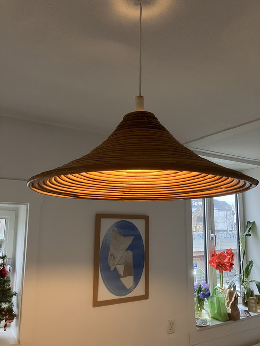 Vivai Del Sud 1970 Design Hanging Lamp Bamboo Rotan