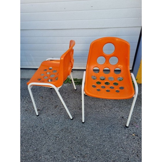 Image 1 of Paar vintage sicopaal ijzeren en plastic stoelen, 1970