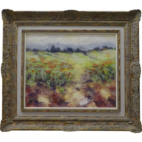 Image 1 of Vintage schilderij "Klaproos landschap