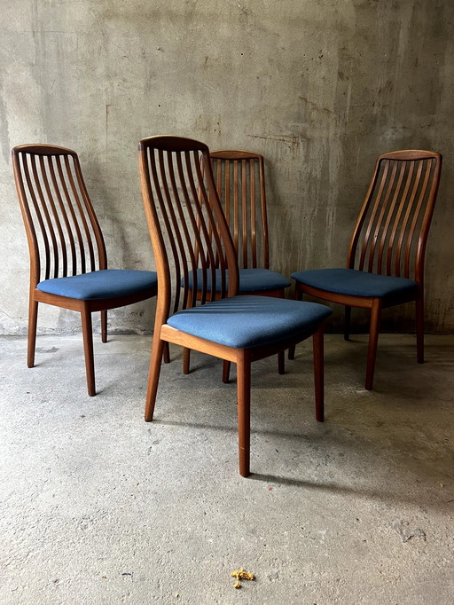 4X Teakhouten eetkamerstoelen van Schou Andersen jaren 70