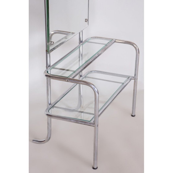 Image 1 of Vintage Bauhaus kapspiegel van verchroomd staal, Tsjechië 1930