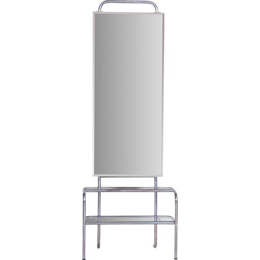 Vintage Bauhaus kapspiegel van verchroomd staal, Tsjechië 1930