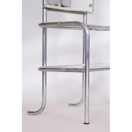 Image 1 of Vintage Bauhaus kapspiegel van verchroomd staal, Tsjechië 1930