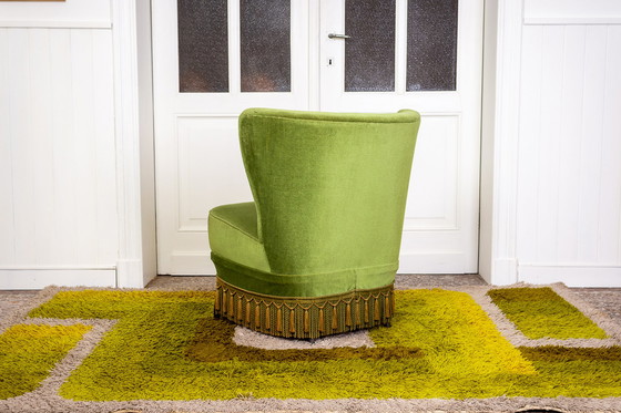 Image 1 of Vintage cocktail fauteuil met franjes groen